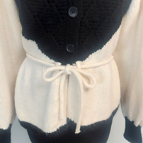 Zara Black and White Button Front Cardigan - Size S - Picture 6 of 11